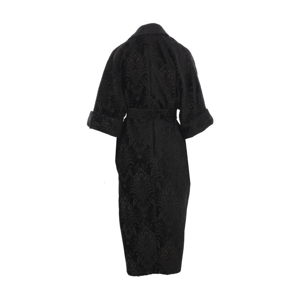 Max Mara Zwart Fluweel Bloemen Damast Jas Black Dames