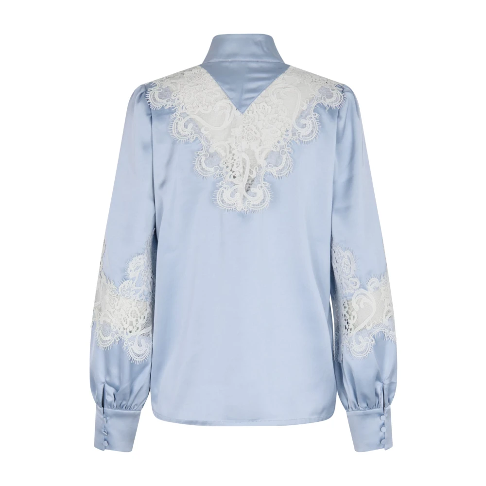 Cras Vrouwelijke blouse met kanten details Blue Dames