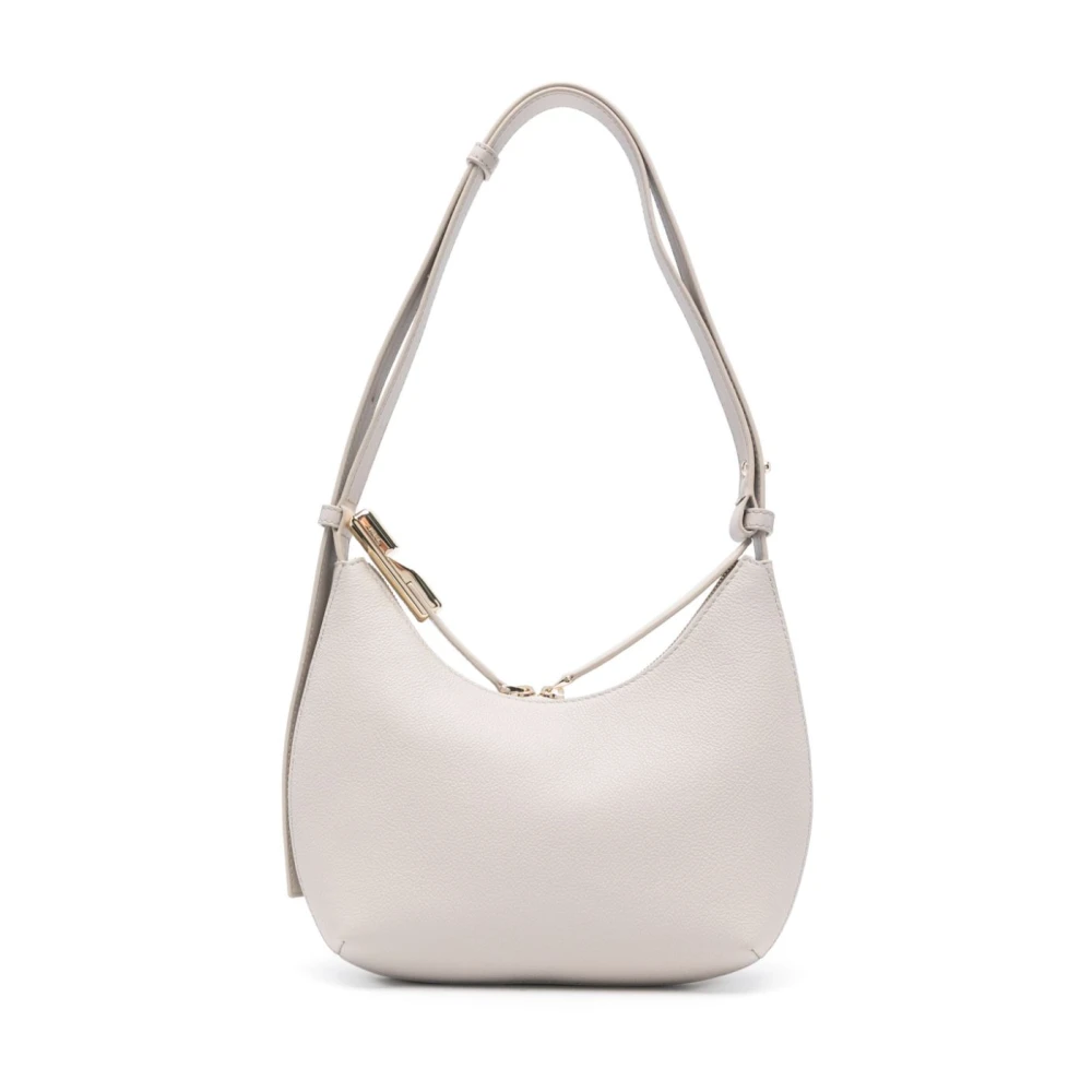 Furla Beige Leren Handtas met Korrelige Textuur White Dames