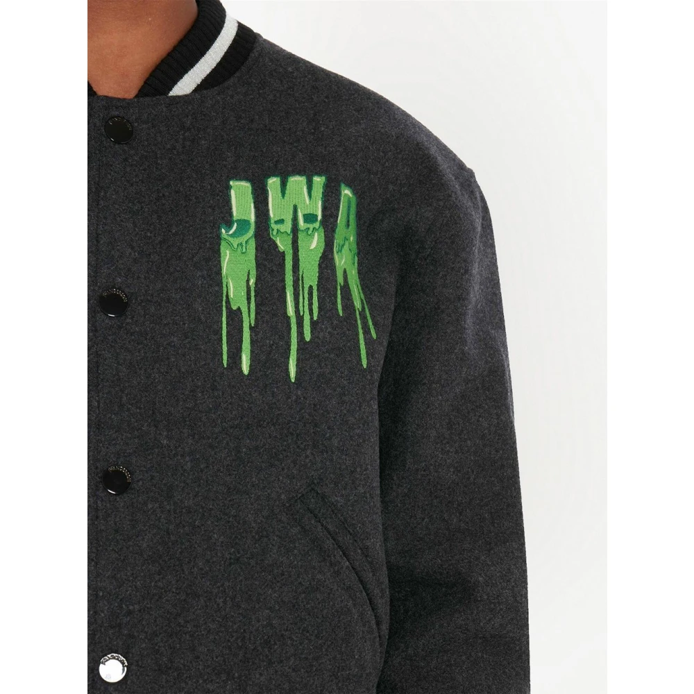 JW Anderson Geborduurde Varsity Bomberjack Gray Dames