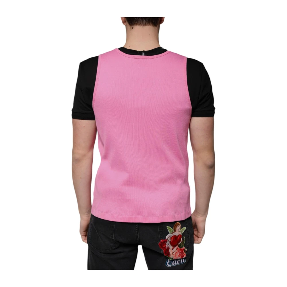 Dolce & Gabbana Roze Geribbelde Tanktop Pink Heren