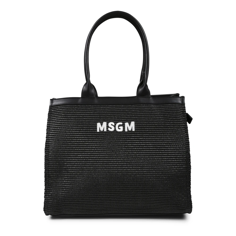 MSGM Svart strandväska med broderad logotyp Black, Flicka