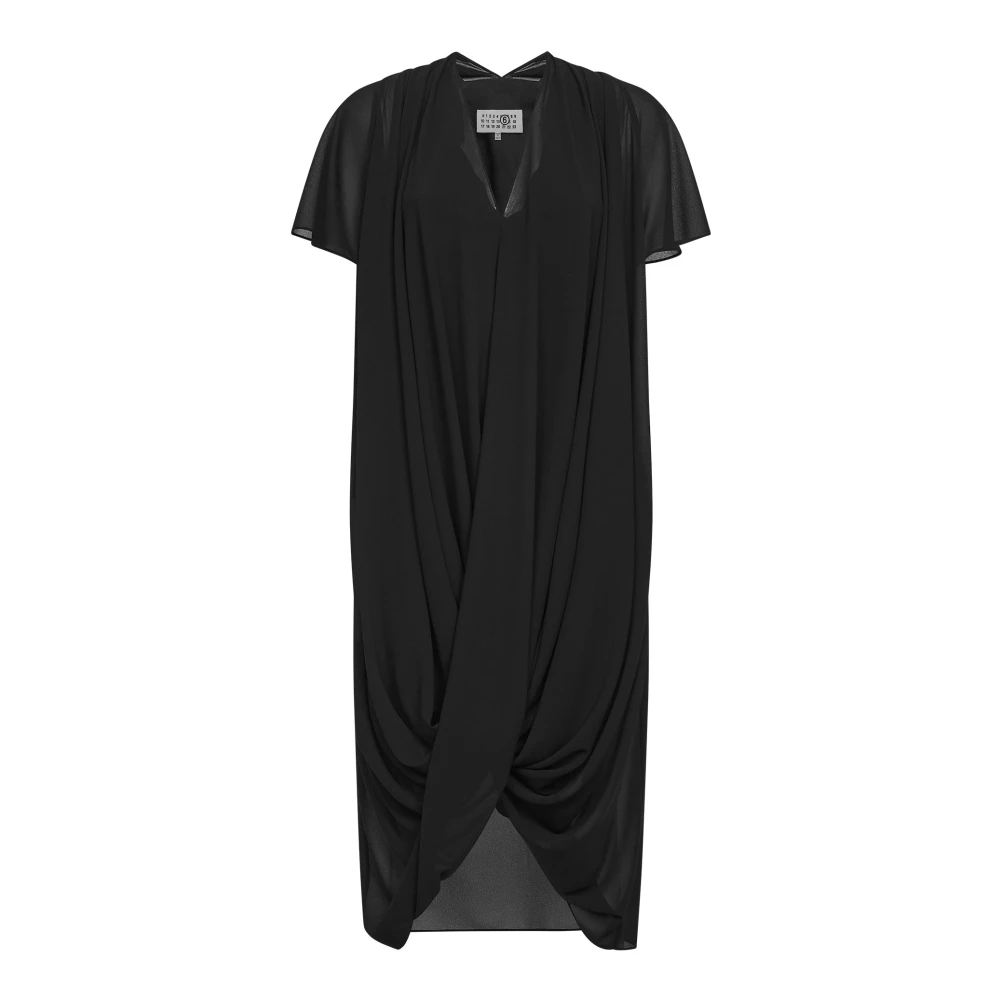 Mm6 Maison Margiela Women's Black Asymmetric Midi Dress