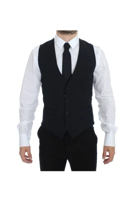Blått Ullklänning Väst Elegant Stil