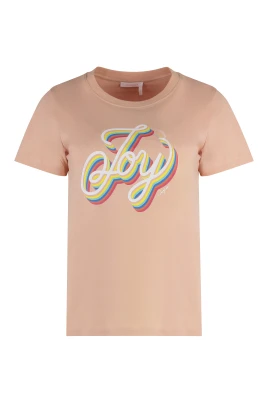 Bomull T-shirt med Ribbad Krage