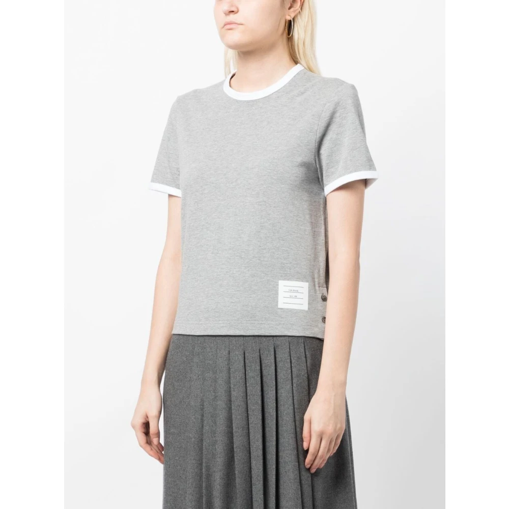 Thom Browne Grijze T-shirts en Polos met RWB Stripe Logo Gray Dames