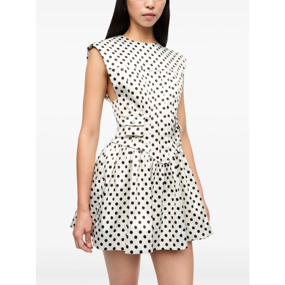 Ganni Polka Dot Mini Jurk Wit Multicolor Dames