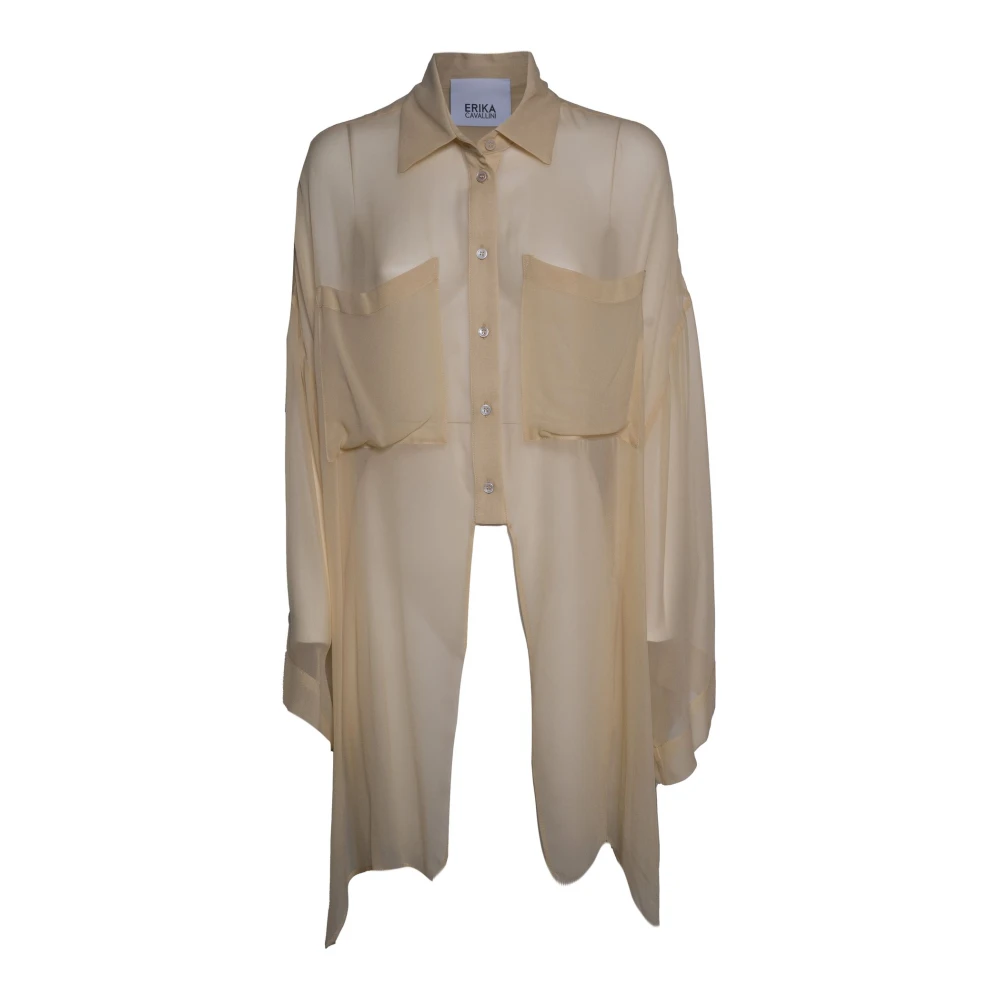 Erika Cavallini Beige Jess Patch-Pocket Sheer Shirt - Female - Shirts - Xs - Blouses & Shirts