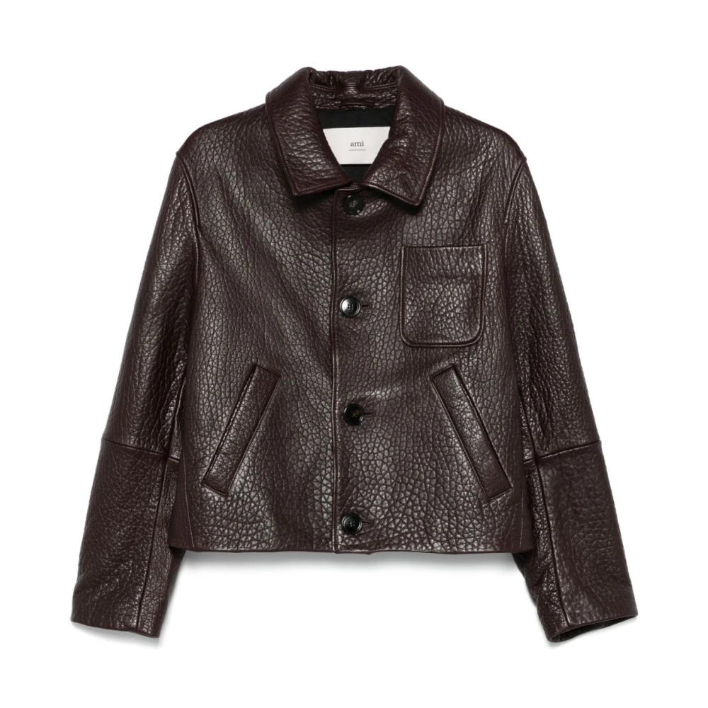 Jackets > Leather Jackets - - Ami Paris - Modalova