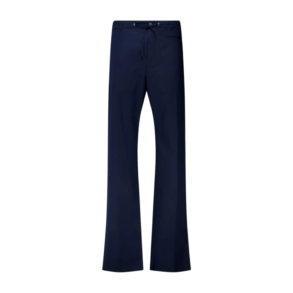 Alexander Mcqueen Men's Blue Wide Trousers, M, Cotton Drawstring Trousers