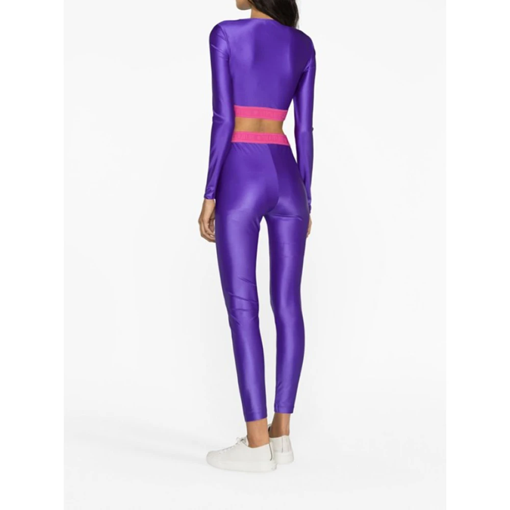 Versace Jeans Couture Paarse Logo-Underband Crop Top Purple Dames