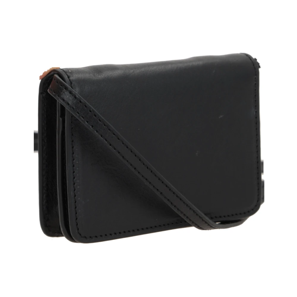 Ann Demeulemeester Zwarte leren creditcardportemonnee Black Dames