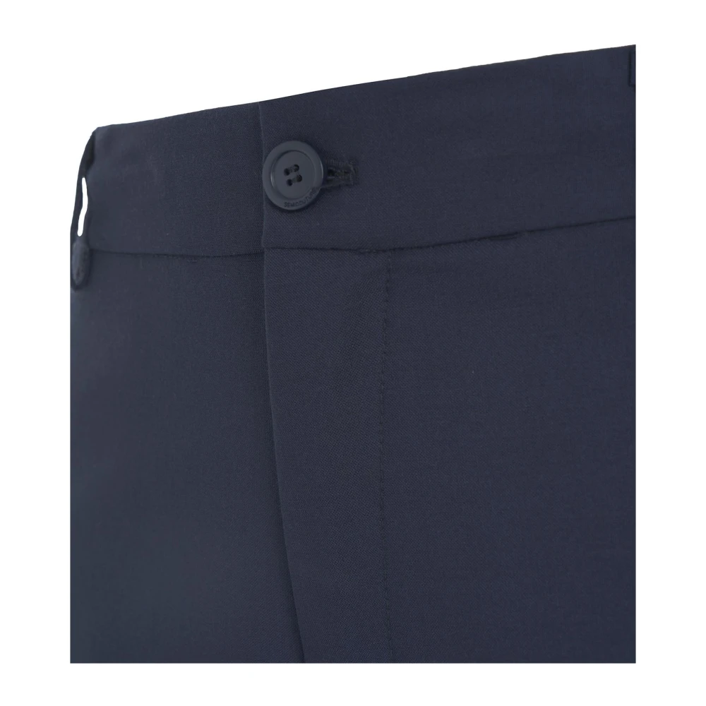 Semicouture Blauwe wijde pijp wolblend broek Blue Dames