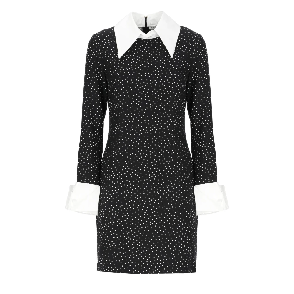 Mar De Margaritas Zwarte viscose jurk met stippen Black Dames