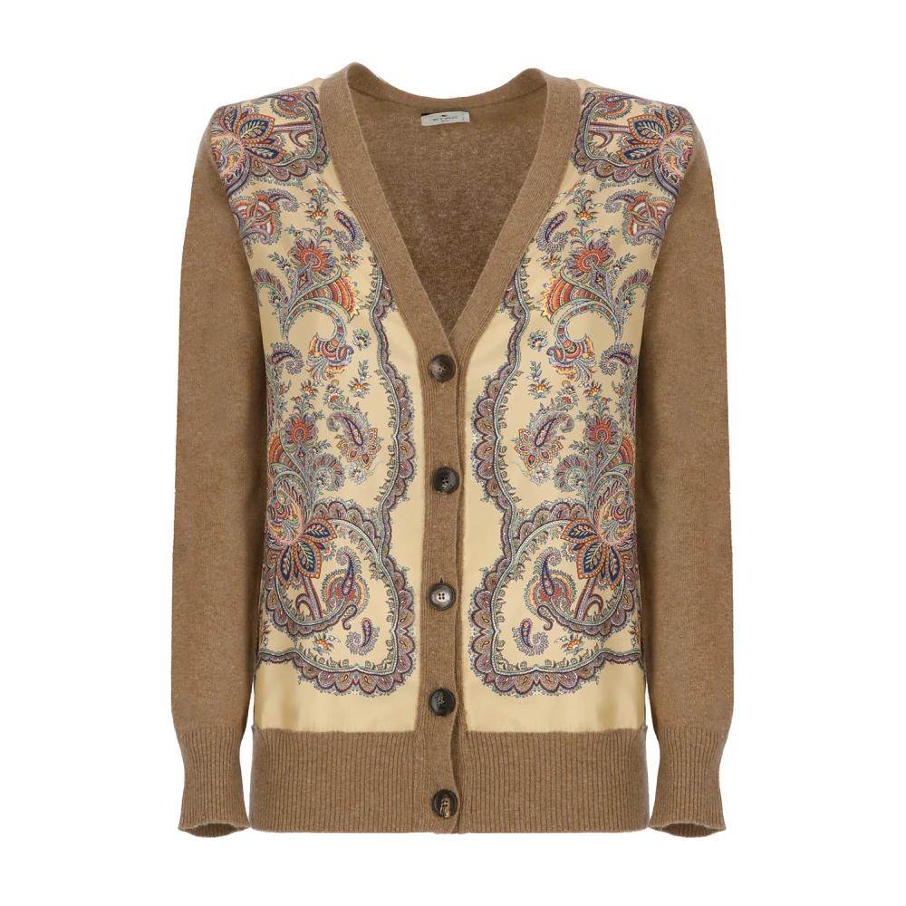 Etro Women's Beige Cardigans, Xs, Cardigan With Silk Inserts