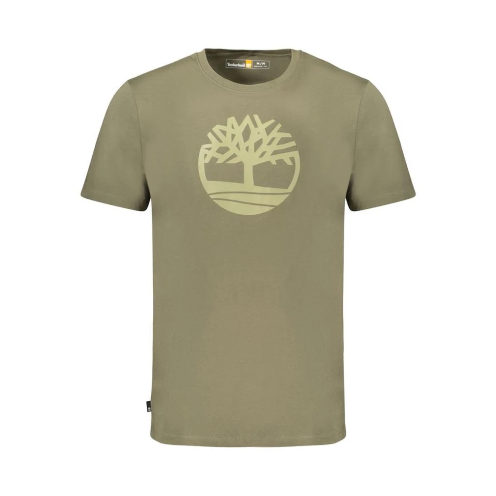 Timberland Men's Green Stylish Crew Neck T-Shirt With Unique Print