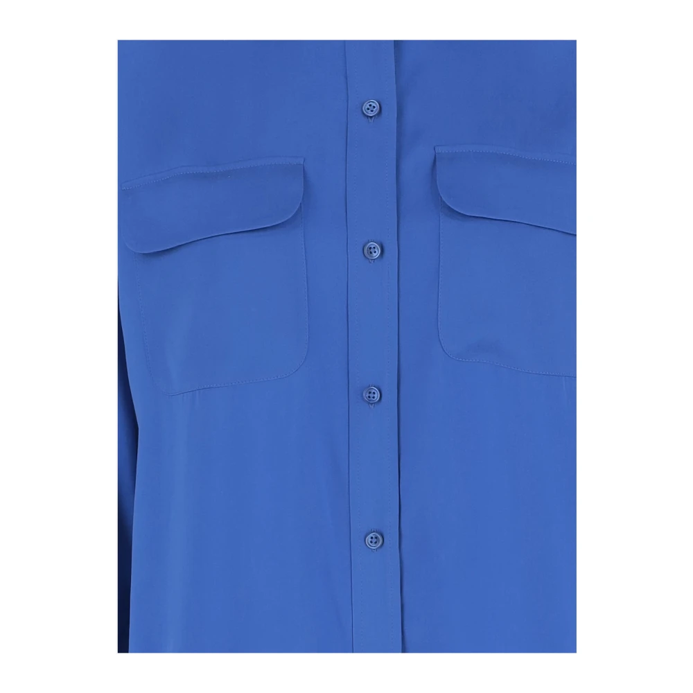 Equipment Blauwe Zijden Klassieke Blouse Blue Dames
