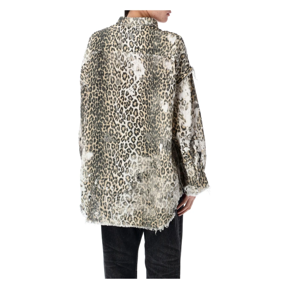 R13 Leopard Print Drop Neck Shirt Multicolor Dames