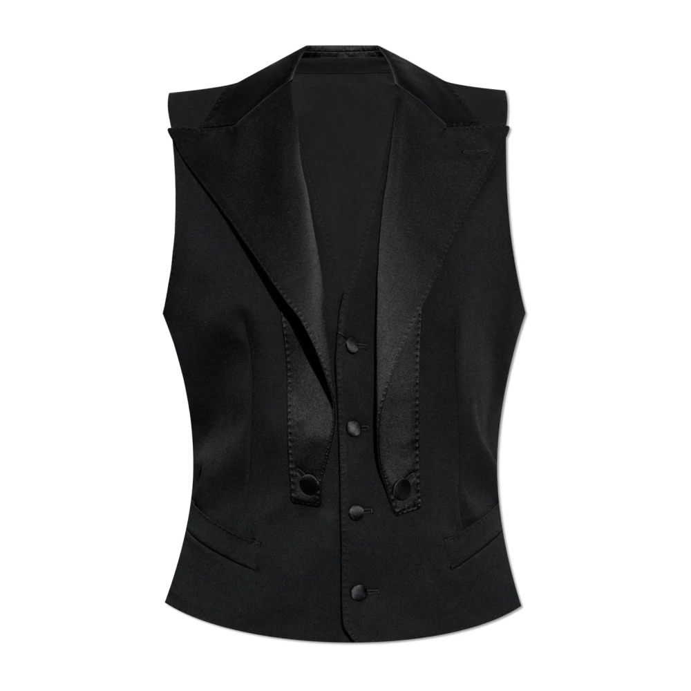 Dolce & Gabbana Vest met satijnen inzetstukken Black Heren