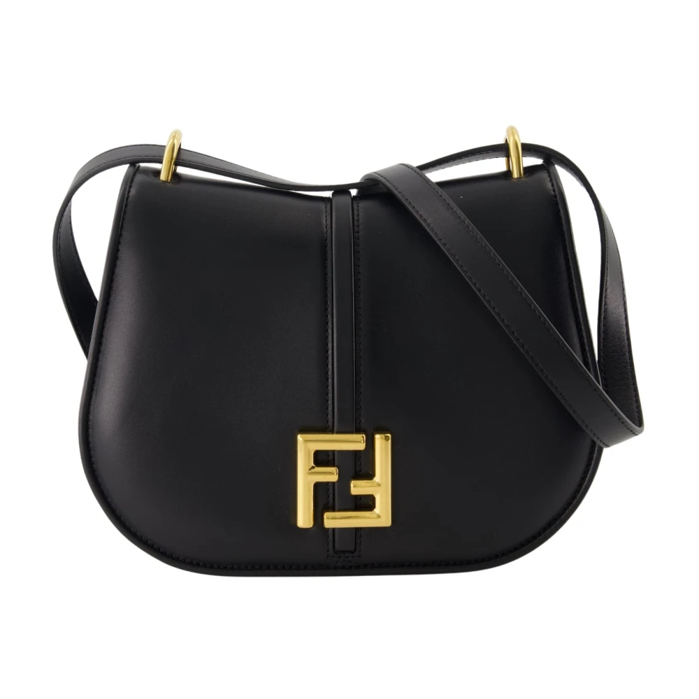 Fendi Leren Crossbody Tas met Snap Flap Black Dames