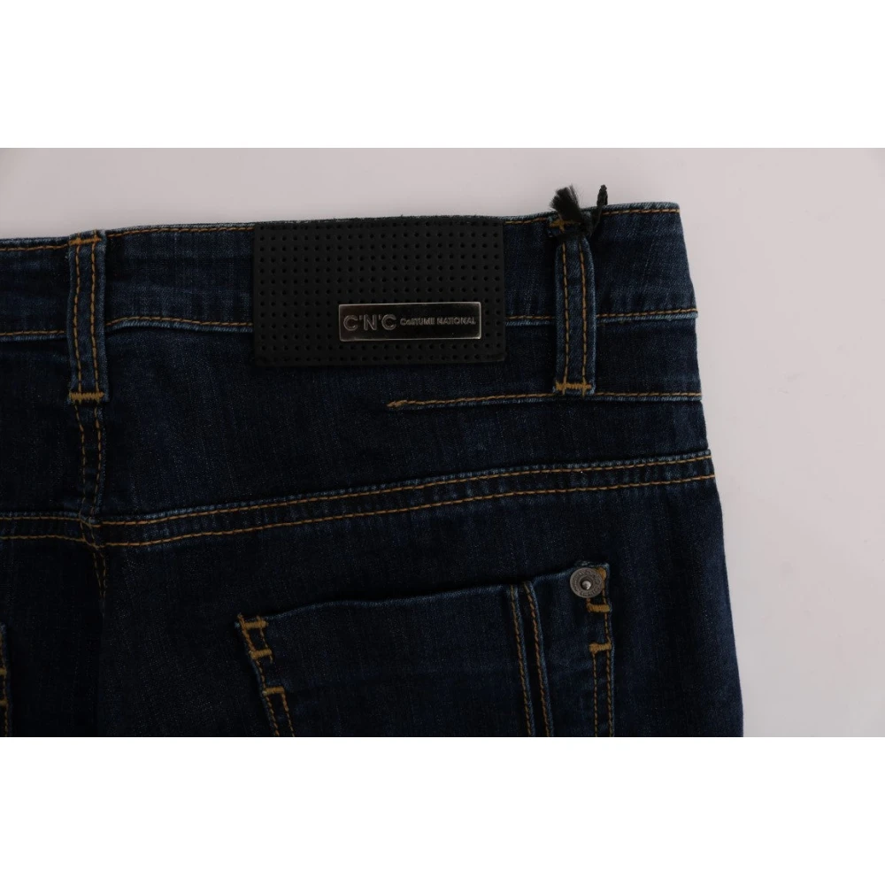Costume National Blauwe Uitlopende Katoenen Jeans Blue Dames