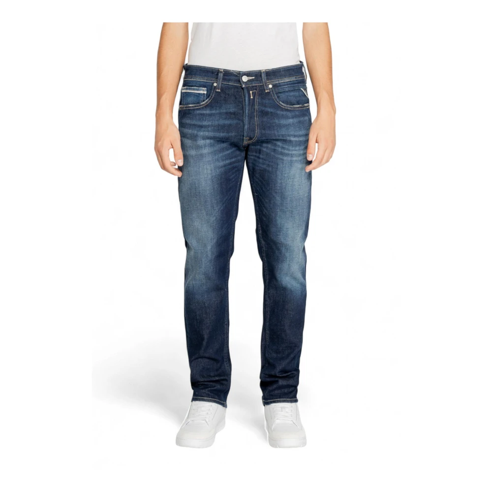 Replay Slim Fit Zip Jeans Blue Heren