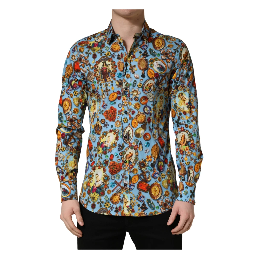 Dolce & Gabbana Men's Multicolor Casual Shirts, S, Gold Shirt