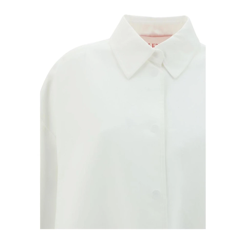Valentino Katoenen Overhemdjasje met Drukknoopsluiting White Dames
