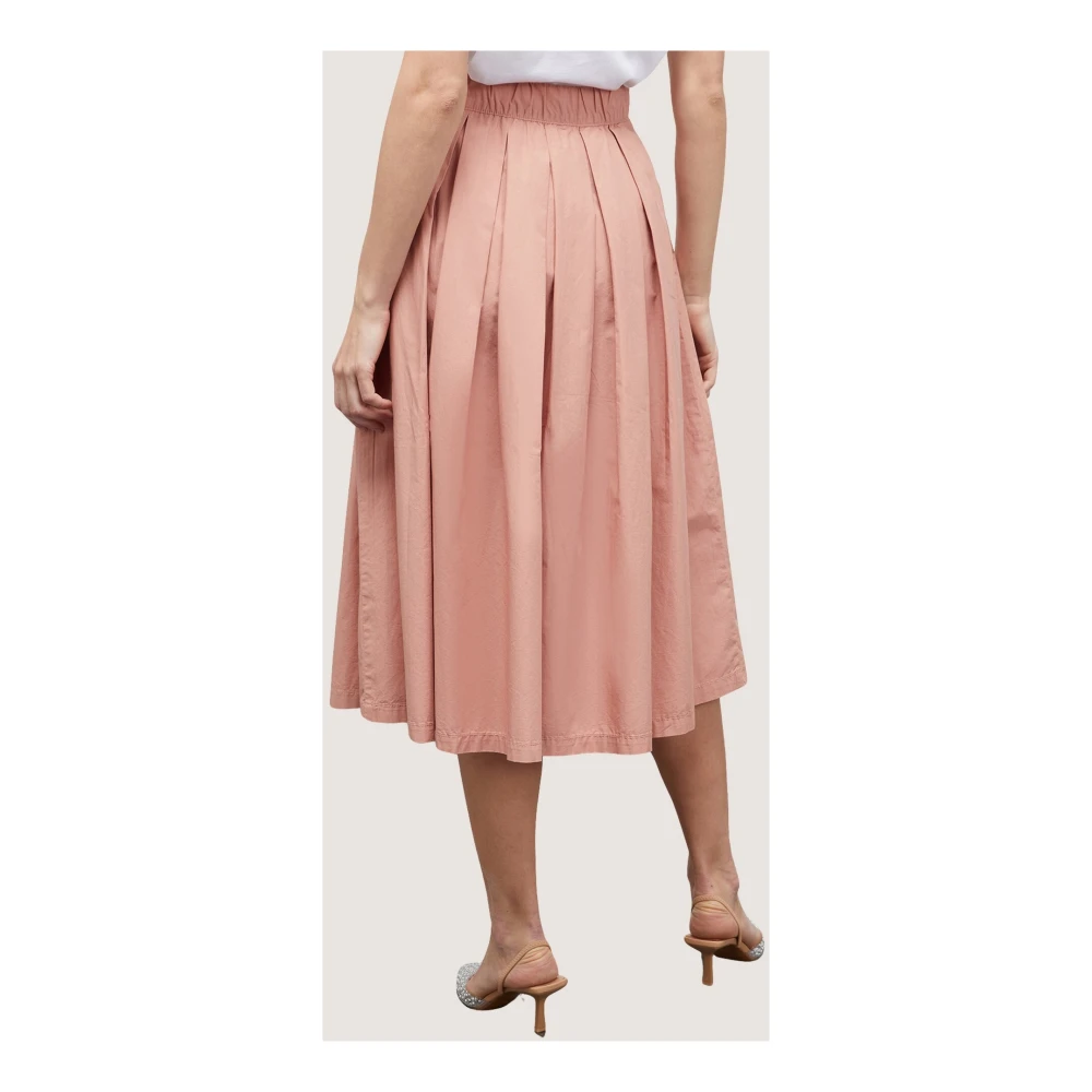 Motivi Katoenen Popeline Rok met Plooien Pink Dames