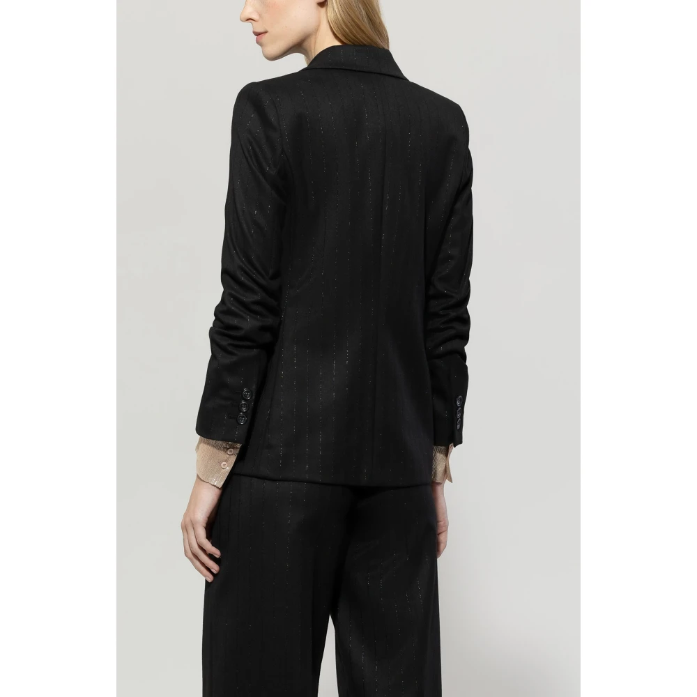 LUISA CERANO Blazer met Pinstripes en Enkele Knoop Black Dames