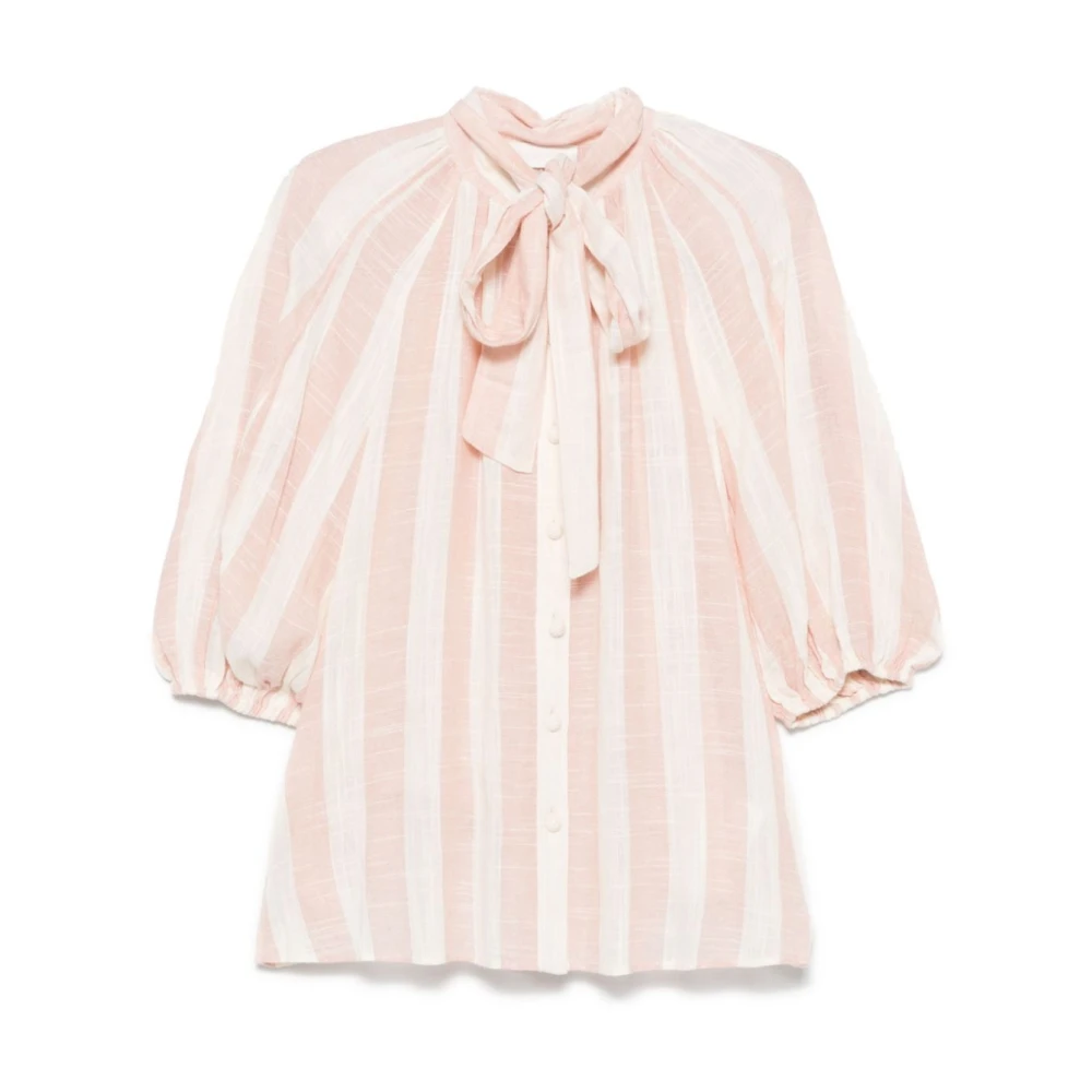 Zimmermann Witte Strik Voorkant Knoopshirt Pink Dames