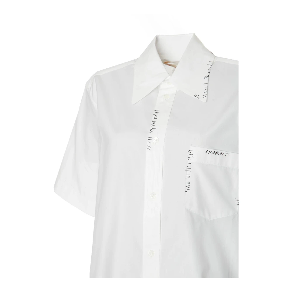 Marni Losvallende Blouse met Puntkraag White Dames