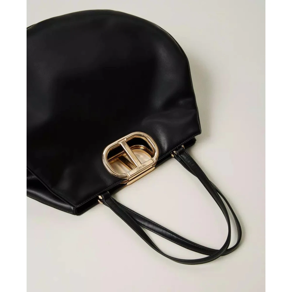 Twinset Paarse Shopper Tas met Ovaal Handvat Black Dames