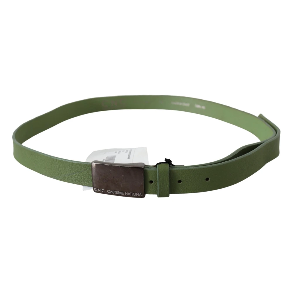 Costume National Green Leather Silver Buckle Waist Men Belt - 100 cm / 40 Inches - Image 2