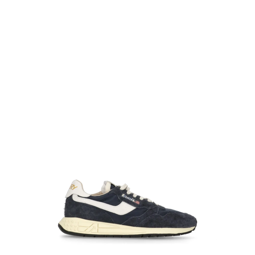 Autry Blauwe Leren Sneakers Ronde Neus Dames Schoenen Zwart