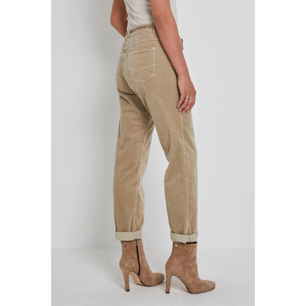 Parami Vintage Ribcord Beige Marble Broek Beige Dames