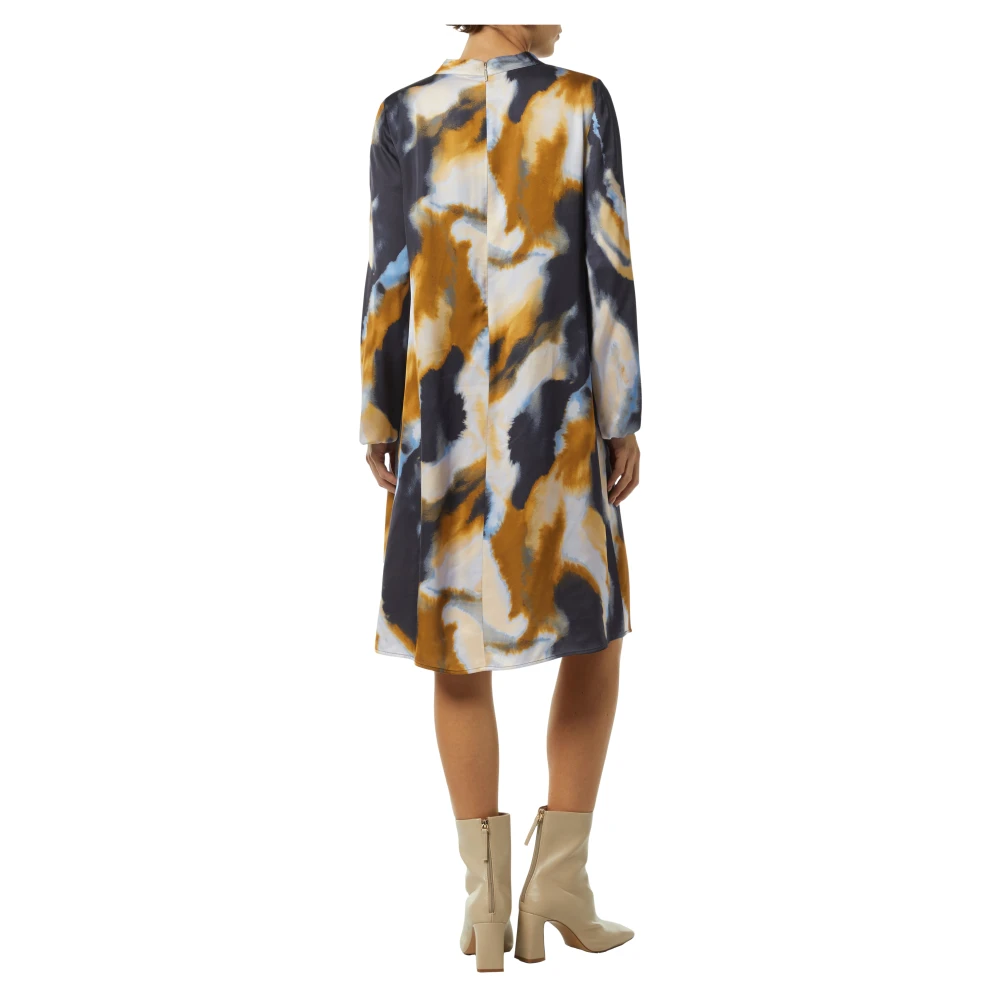 comma Gemarmerde jurk met opstaande kraag Multicolor Dames