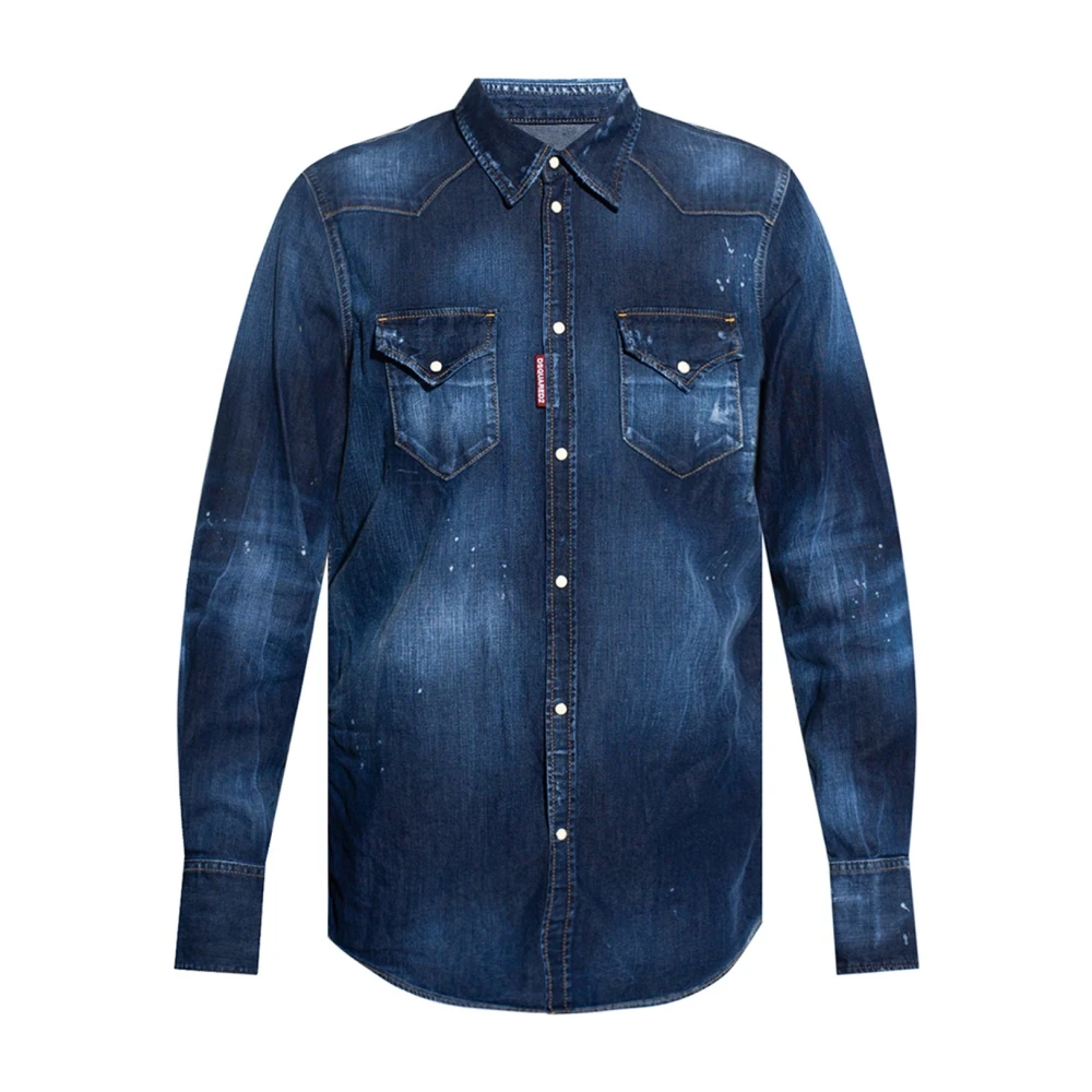 Dsquared2 Blue Denim Shirts, Male, Xl, Denim Shirt