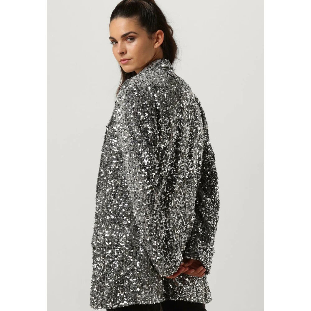 Notre-v Glitter Velvet Blazer Gray Dames