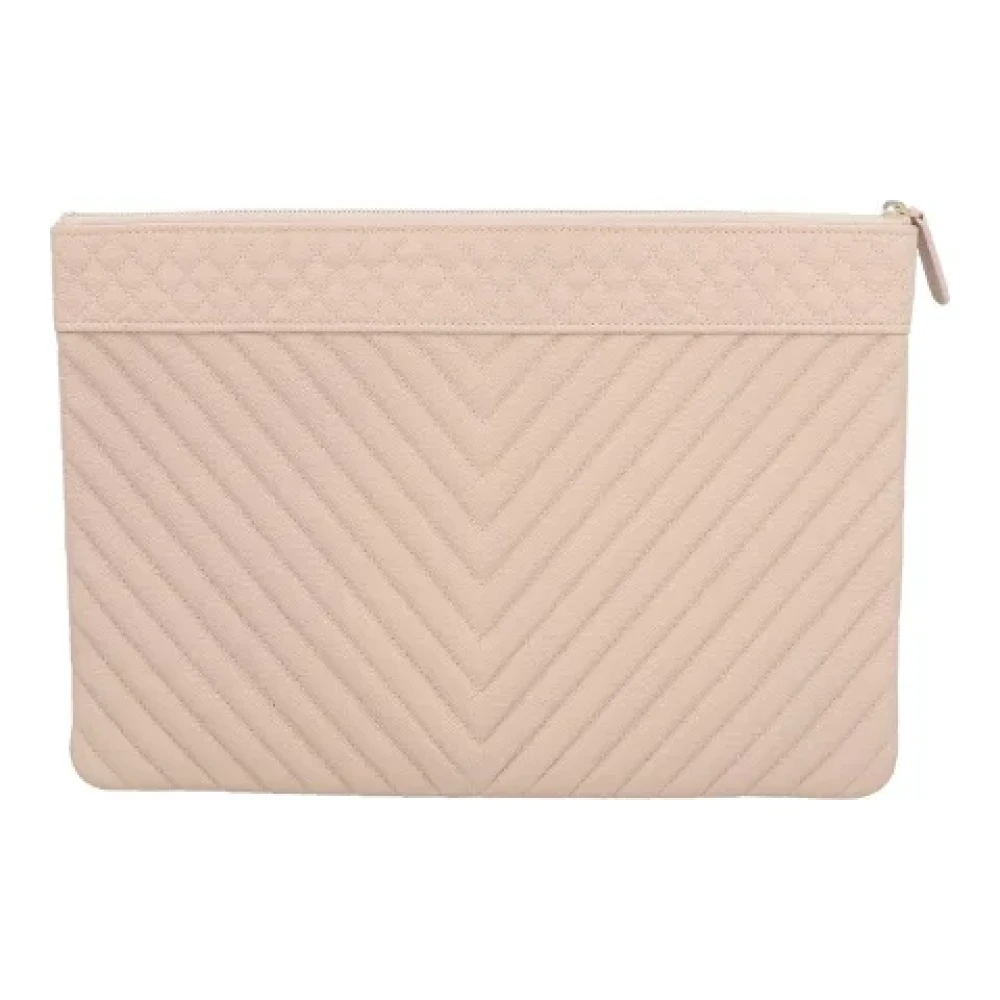 Chanel Vintage Pre-owned Leather clutches Beige Dames