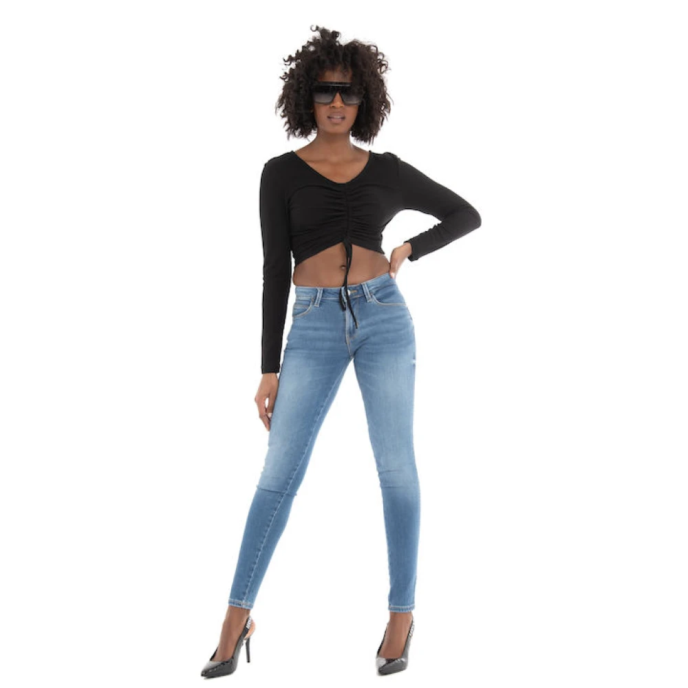 Only Gerimpeld shirt met lange mouwen Black Dames