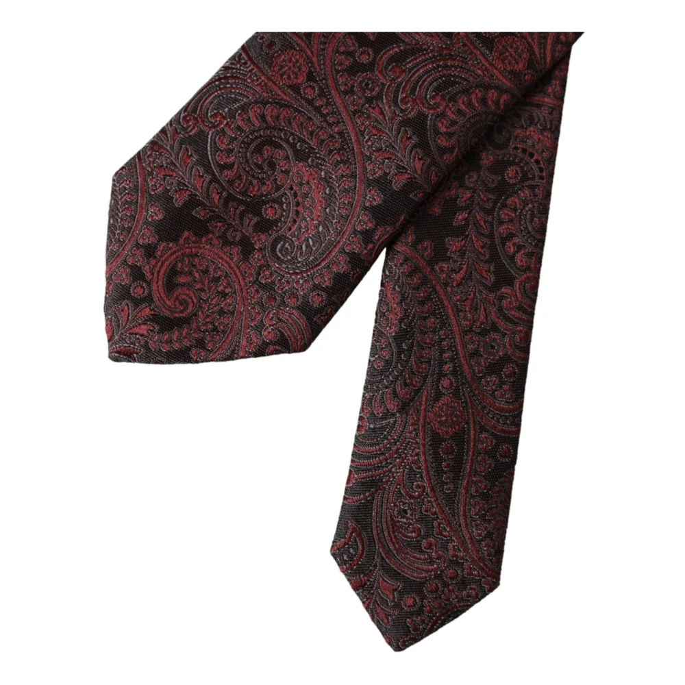 Dolce & Gabbana Zijden stropdas met Bordeaux-patroon in burgundy Red Heren