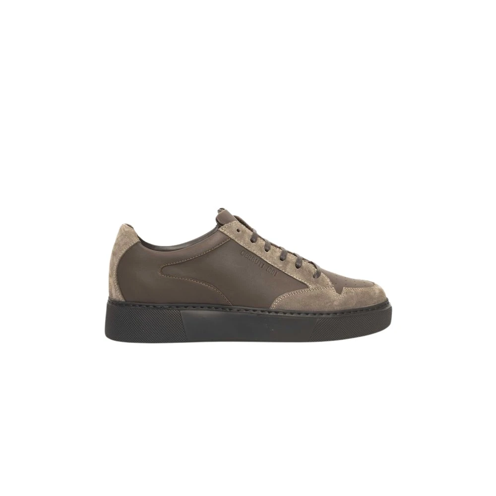 Cerruti 1881 Beige Läder Sneaker med Logo Multicolor, Herr