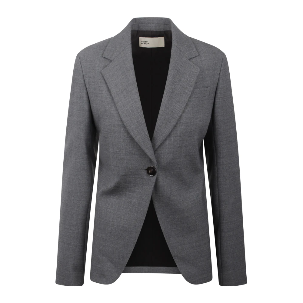 TORY BURCH Stretch Flannel Blazer Gray Dames