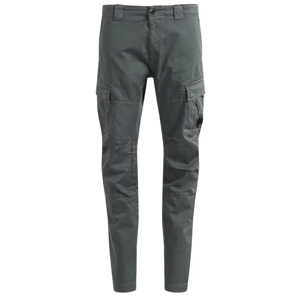 C.p. Company Men's Gray Slim-Fit Trousers, M, Lens Cargo Trousers