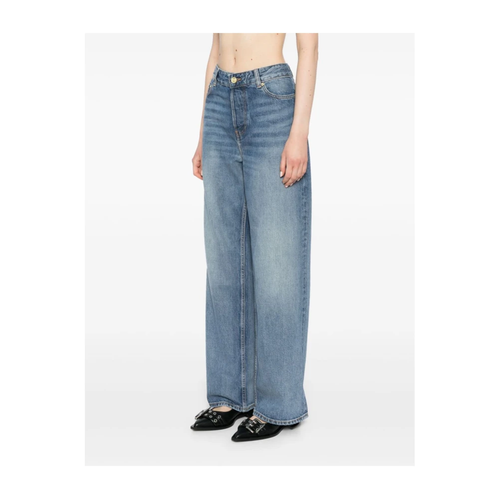Ganni Denim Camal Straight Leg Jeans Blue Dames