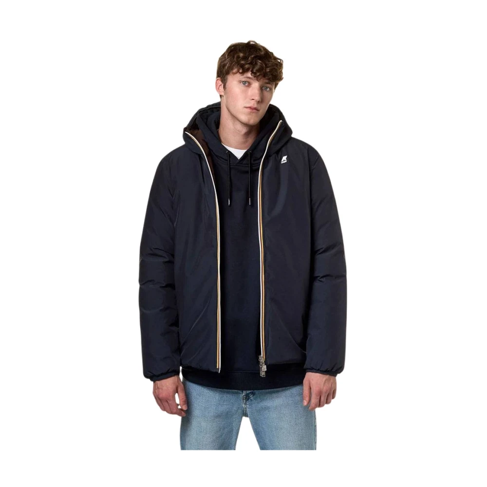 K-Way Men's Blue Winter Jackets, 2XL, Reversible Down Jacket