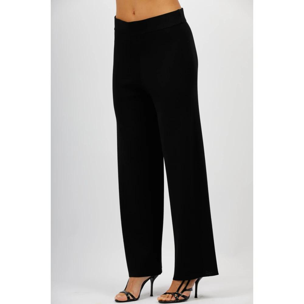Alpha Studio Palazzo broek met elastische taille Black Dames
