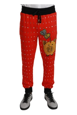 Snygga röda sweatpants med spargristryck