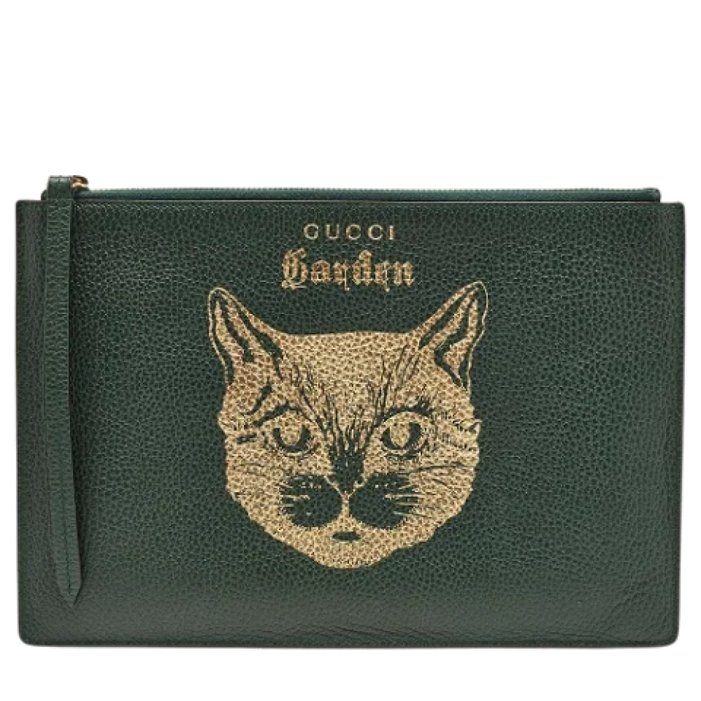 Gucci Vintage Pre-owned Leather clutches Green Dames